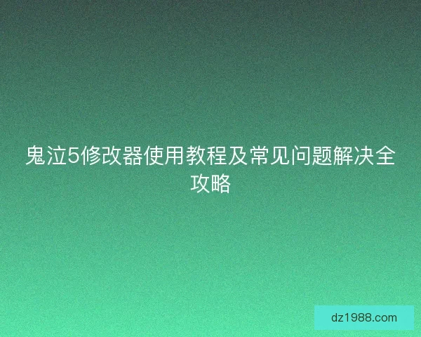 鬼泣5修改器使用教程及常见问题解决全攻略