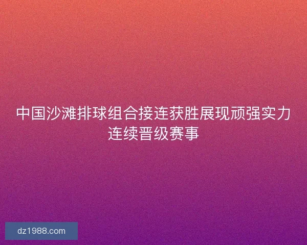 中国沙滩排球组合接连获胜展现顽强实力连续晋级赛事