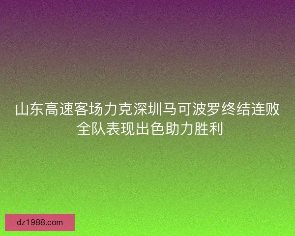 山东高速客场力克深圳马可波罗终结连败 全队表现出色助力胜利 山东高速客场力克深圳马可波罗终结连败 全队表现出色助力胜利