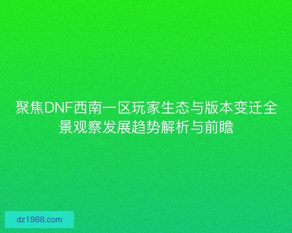 聚焦DNF西南一区玩家生态与版本变迁全景观察发展趋势解析与前瞻